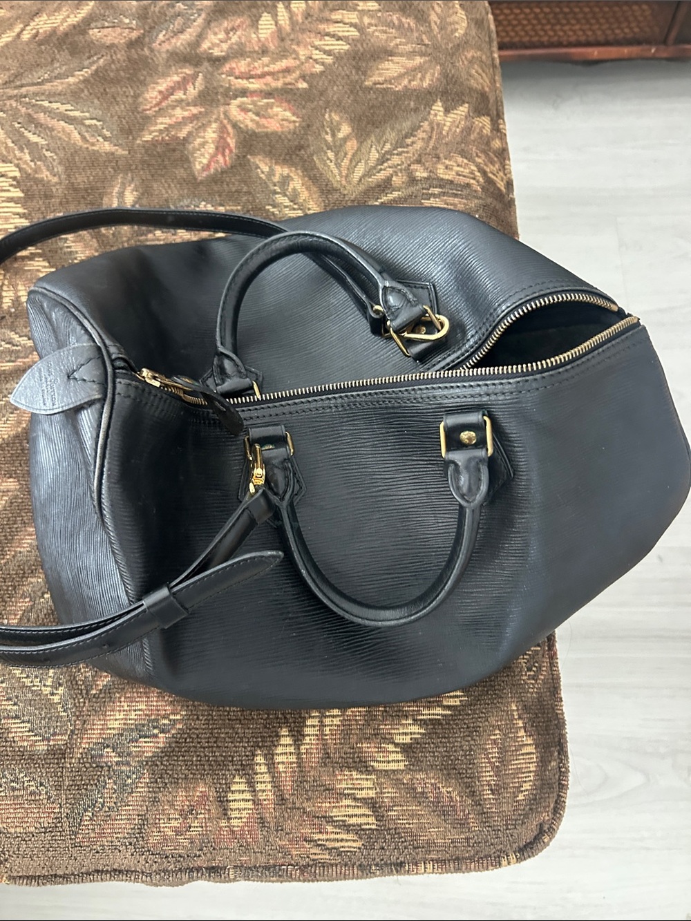 Louis Vuitton Black Epi Leather Tote with Gold Hardware